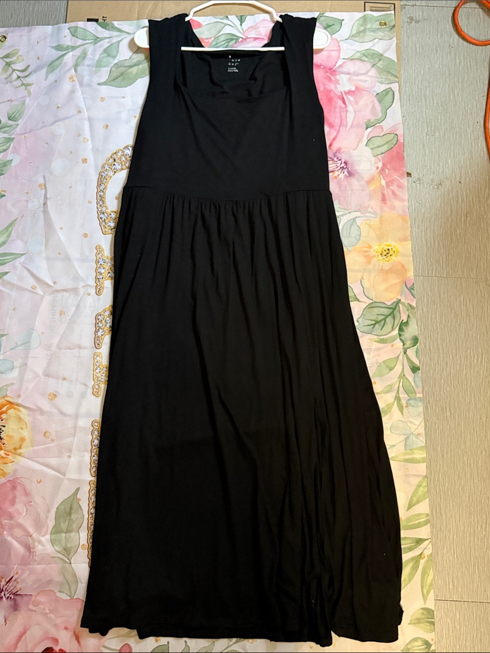 a new day Black Sleeveless Maxi Dress with Gathered Waist